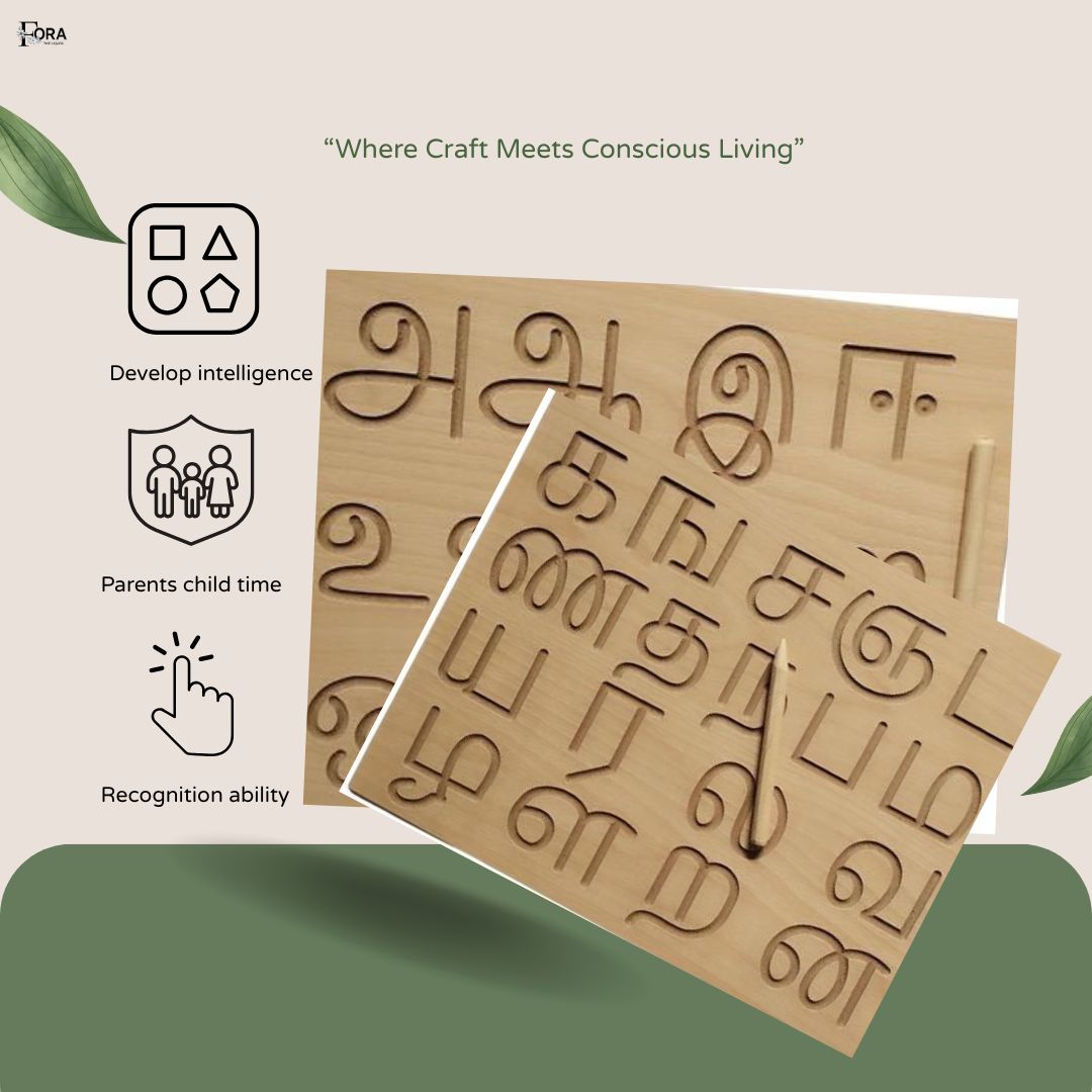 2 in 1 Eco - Friendly Tamil Fonts Tracing Boards for Kids - Image 2