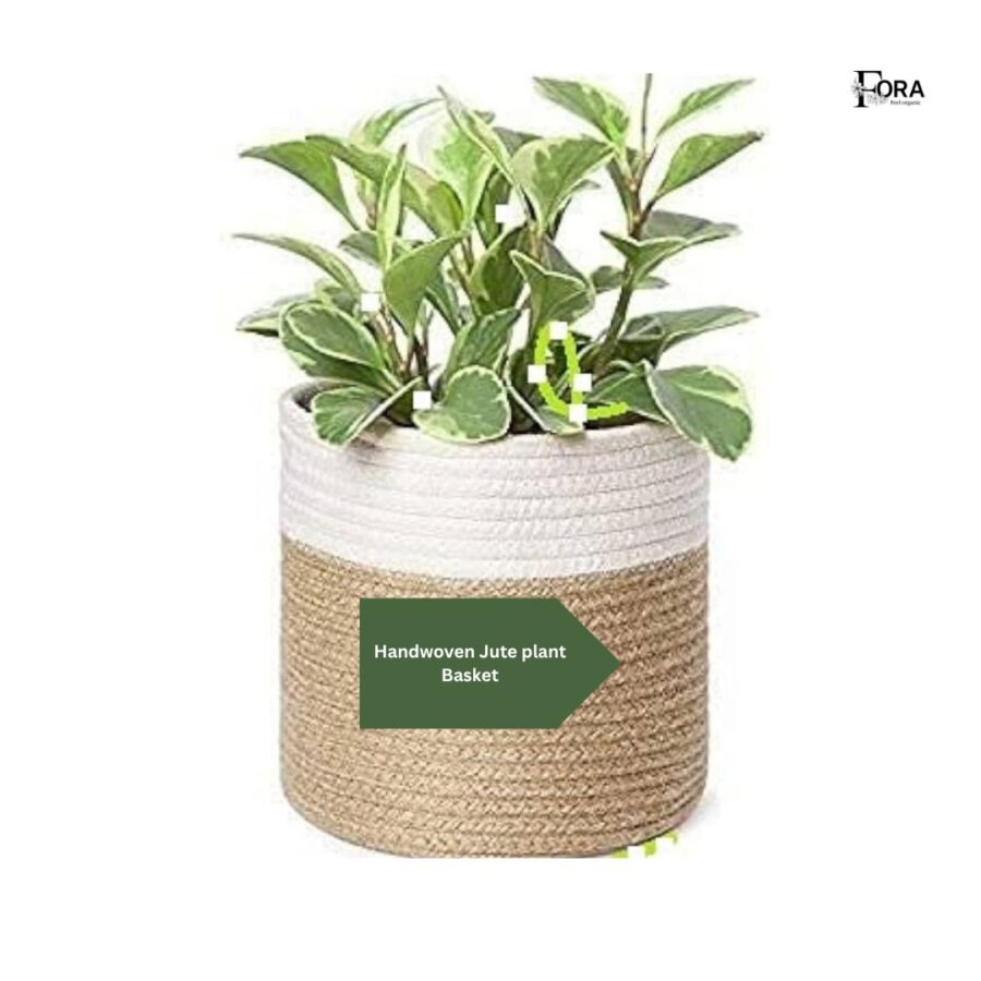 Handwoven Jute Plant Pot Cover Closet Storage Bin Table Desk Organizer for Home Decor