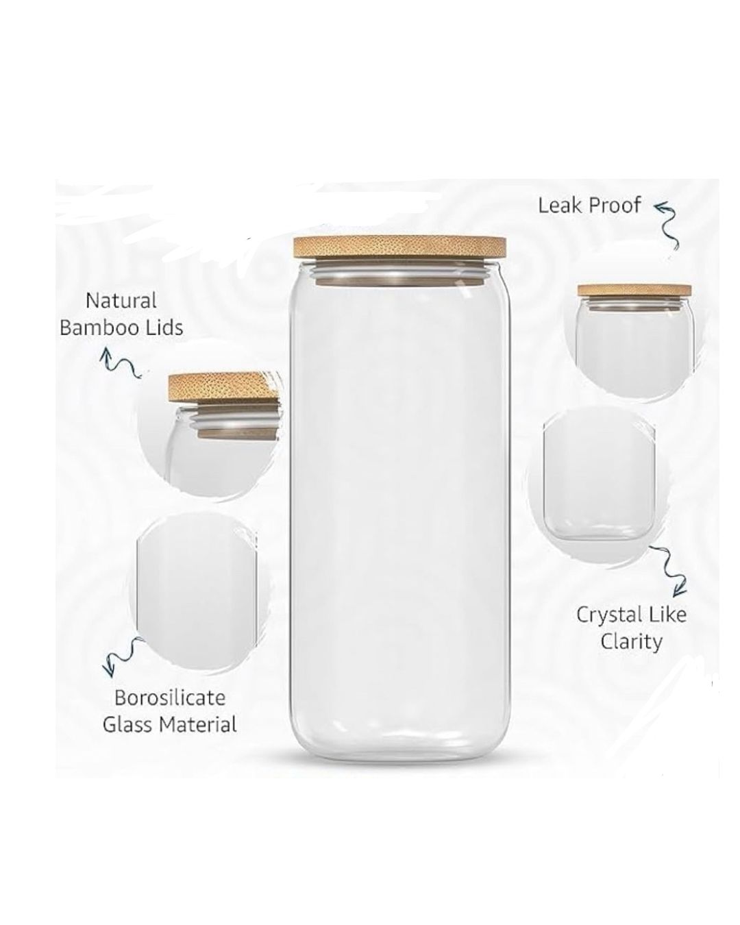 Glass Tumbler with Bamboo Lid and Straw - Image 3