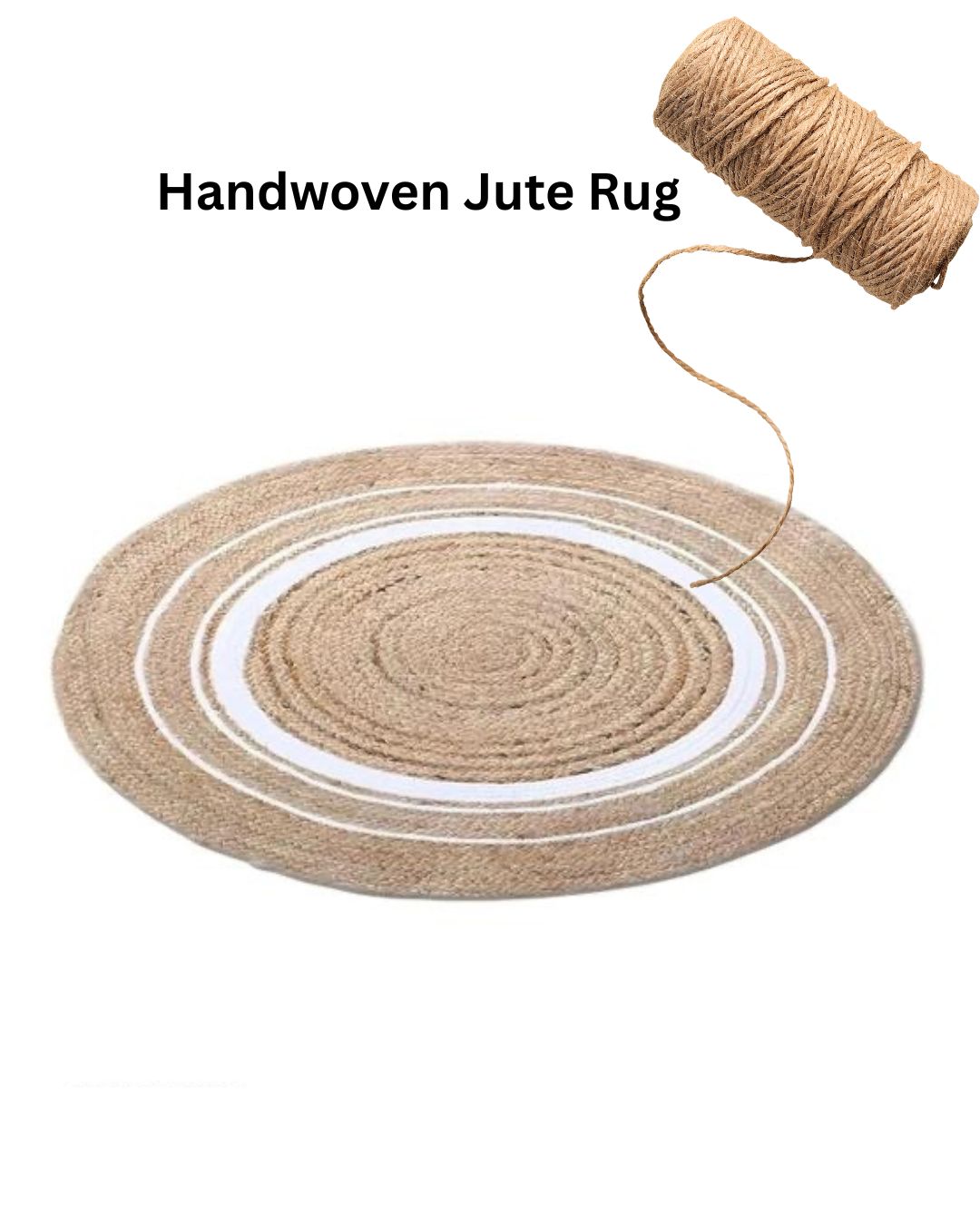 Natural Jute Reversible Rug Hand Braided Round Area Rug for Home Décor Reversible Rugs for Kitchen Living Room Entryway - Image 2