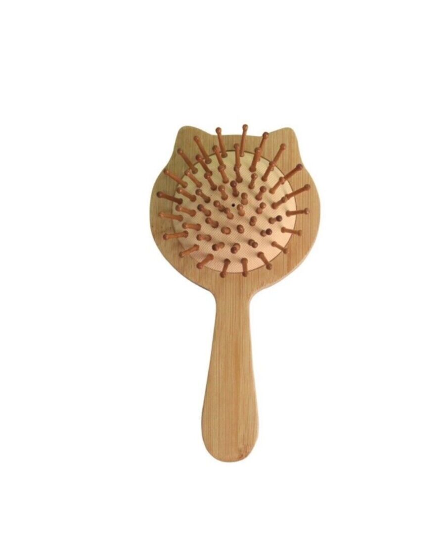 Mini Cat Design Bamboo Hair Brush for kids