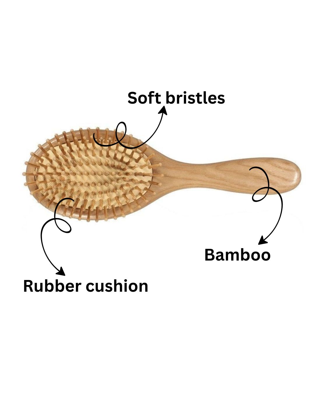 Natural oval shape Bamboo Hair Brush Wooden Comb for Hair Growth - Image 2