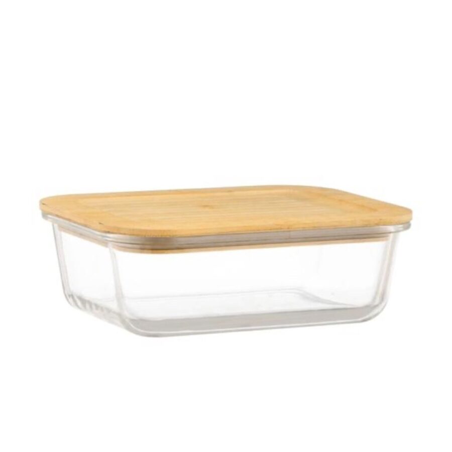 370 ML Rectangular Microwave Oven Safe Glass Containers with Bamboo Lid